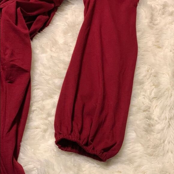 Amazon Red Wrap Jumpsuit with Ruched Details NWT/Very soft/comfy - Picture 9 of 11